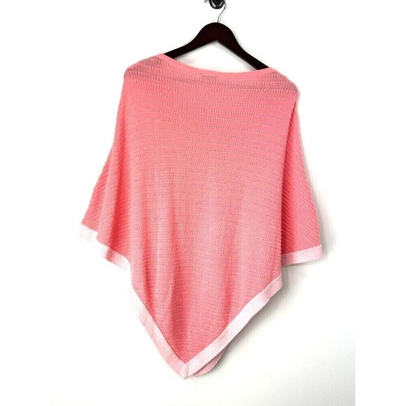 Talbots Womens Size L Pink Poncho Sweater Asymmetrical Cotton Blend Front Tie T - Picture 6 of 12